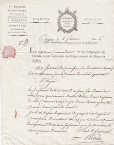 [Angers, Maine-et-Loire, Révolution] David Belville, capitaine commandant de la compagnie de Gendarmerie.