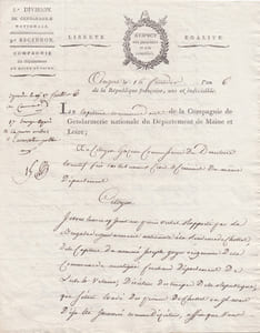 [Angers, Maine-et-Loire, Martigné-Ferchaud, Ille-et-Vilaine, Révolution, Honoré de Balzac, une ténébreuse affaire, affaire Clément de Ris] David Belville, capitaine commandant de la compagnie de Gendarmerie.