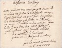Poème autographe signé à François-Thomas-Marie de Baculard d'Arnaud. Charlotte Reynier dite madame Bourette (1714-1784), poète, surnommée la Muse ...