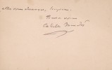 Carte autographe signée à Paul Meurice. Catulle Mendès (1841-1909), écrivain, poète. 