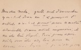 Carte autographe signée à Paul Meurice. Catulle Mendès (1841-1909), écrivain, poète. 