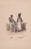 [Gravure militaire, armée, uniforme], Tambour, Infanterie de ligne & Sapeur de grenadiers, garde impériale, 1810.. [Gravure militaire, armée, ...