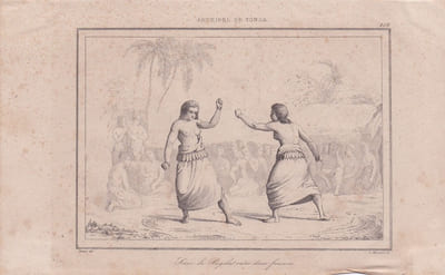 [Boxe], Archipel de Tonga, scène de Pugilat entre deux femmes.