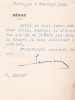 Lettre signée. Henry Lémery (1874-1972), homme politique, premier martiniquais à être devenu ministre.
