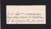 Carte autographe. Comte d'Arfeuille (XXe), de la famille d'Arfeuille en Creuse.