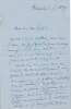 Lettre autographe signée à l'écrivain Hippolyte Lucas (1807-1878).. Emile Deschamps (1791-1871), poète