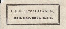  Ex-libris.. J.B.G. Jacobs Mumnius, ord. cap. Brux. S.P.C. (Belgique), Ex-libris.