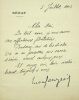 Lettre signée. Léon Bourgeois (1851-1925), ministre, président du Sénat, prix Nobel de la Paix 1920.