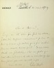 Lettre autographe signée au poète Armand Renaud. Edouard Charton (1807-1890), directeur de journaux, homme politique.