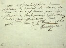 Reçu autographe signé. Marc-Antoine-Madeleine Désaugiers (1772-1827), chansonnier, poète.
