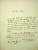 Lettre autographe signée. Marc-Antoine-Madeleine Désaugiers (1772-1827), chansonnier, poète.