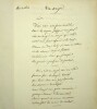 Poème autographe signé. Pierre-Jean de Béranger (1780-1857), célèbre chansonnier.