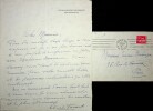 Lettre autographe signée. Edmée Favard (1886-1941), soprano.