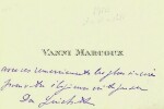 Carte autographe. Vanni Marcoux (1877-1962), chanteur d'opéra, baryton-basse.