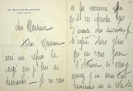 Lettre autographe signée