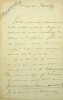 Lettre autographe signée au poète lillois Alexandre Desrousseaux. Paul Avenel (1823-1902), écrivain, poète, chansonnier.
