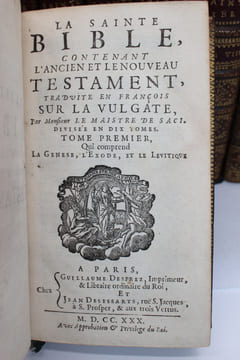 La Sainte Bible contenant l'Ancien et le Nouveau Testament, traduite en français sur la Vulgate par Monsieur Le Maistre de Saci, divisée en 10 ...