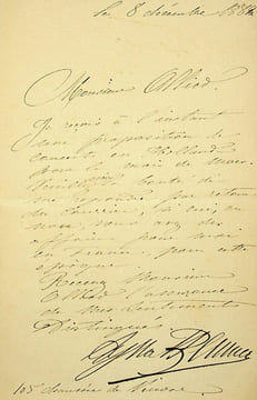 Lettre autographe signée. Dyna Beumer (1856-1933), soprano belge surnomée « le rossignol belge ».