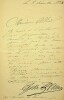 Lettre autographe signée. Dyna Beumer (1856-1933), soprano belge surnomée « le rossignol belge ».