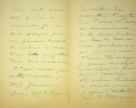 Lettre autographe signée. Hedwige Chrétien (1859-1944), compositrice.