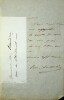 Lettre autographe signée. Erminia Frezzolini (1818-1884), soprano italienne.