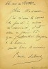 Lettre autographe signée. Rosine Laborde (1824-1907), soprano, professeur de chant.