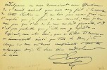 Lettre autographe sign&eacute;e. Charles Lenepveu (1840-1910), compositeur et p&eacute;dagogue, prix de Rome 1866.