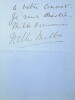 Lettre autographe signée. Nellie Melba (1861-1931), soprano colorature australienne pour qui Auguste Escoffier créa la fameuse pêche Melba.