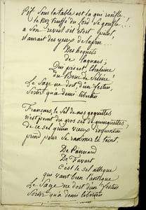 Manuscrit autographe d'une chanson