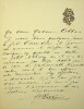 Lettre autographe signée. Henri Sellier (1848-1899), ténor.