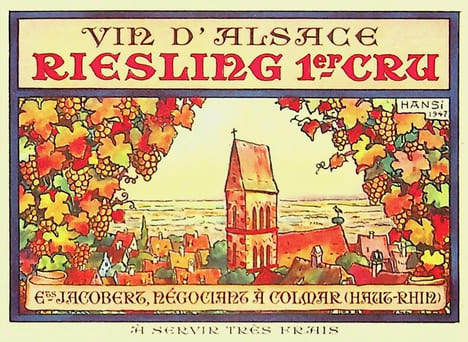 Vin d'Alsace - Riesling 1er cru - établissements Jacobert à Colmar.. Hansi,