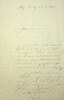Lettre autographe signée. Charles-Laurent Bombonnel (1816-1890), célèbre chasseur dit « le tueur de panthères ».