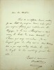 Lettre autographe signée. Auguste-Marseille Barthélémy (1796-1867), poète satirique.