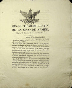 [Napoléon, Campagne de Russie, 1812], Dix-septième bulletin de la Grande Armée : avancée vers Velitchero et Ghjat, description de Ghjat, copie de bulletins russes plein de « mensonges ».