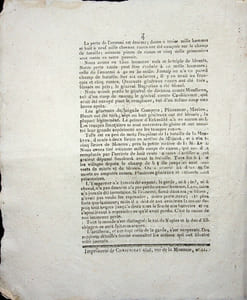 [Napoléon, Campagne de Russie, 1812], Dix-huitième bulletin de la Grande Armée : Prémices et détails de la bataille de Mojaisk [Moskova]. Le second double feuillet contient uniquement le rapport de Sokolnicki sur les armées russes suite à la victoire de Mojaisk [bataille de la Moskova].