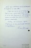 Lettre autographe signée. Alexandre Martin dit Pierre Dux (1908-1990), acteur, metteur en scène.