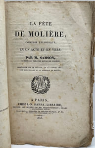 La fête de Molière, comédie épisodique en un acte et en vers.