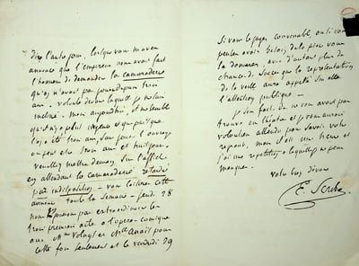 Lettre autographe signée à Arsène Houssaye
