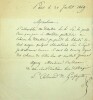 Lettre autographe signée. Louis Calemard de Lafayette (1817-1870), poète, écrivain, traducteur.