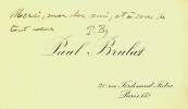 Carte autographe signée. Paul Brulat (1866-1940), écrivain, journaliste.