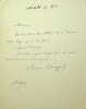 Lettre autographe signée. Clément Caraguel (1816-1882), journaliste, littérateur.