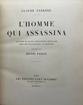 L'Homme qui assassina.. Claude Farrère, Henri Farge (illustrateur),