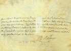 Pi&egrave;ce sign&eacute;e. Gabriel de Hames (XVIIe), commandant au ch&acirc;teau d'Annecy.