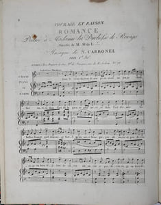 Recueil de Romances dédiées à Madame la Duchesse de Rovigo - Courage et Raison - La pauvre Adèle - Saint Jacques de Compostelle.