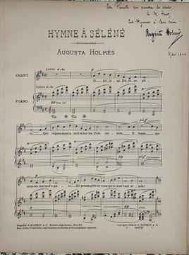 Hymne à Séléné - manuscrit autographe signé et partition imprimée dédicacée.. Augusta Holmès (1847-1903), compositrice, 
