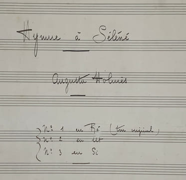Hymne à Séléné - manuscrit autographe signé et partition imprimée dédicacée.. Augusta Holmès (1847-1903), compositrice, 