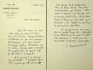 Lettre autographe signée à Henry de Montherlant. Pierre-Aimé Touchard (1903-1987), résistant, écrivain, administrateur général de la ...