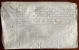 Pièce signée (signature autographe). Robert Myron ou Miron (15..-1594), secrétaire de la chambre du roi, conseiller au conseil privé du roi, ...