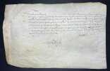 Pièce signée. Samuel Aimedieu ou Aime-Dieu (?-1643), chirurgien et opérateur ordinaire du roi, « célèbre dans sa profession », protestant (il figurait ...