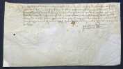 Pièce signée. Pierre Le Jeune (XVe), docteur en médecine et médecin de madame la comtesse d'Angoulême [i.e.] Marguerite de Rohan (ca.1425-1496), ...